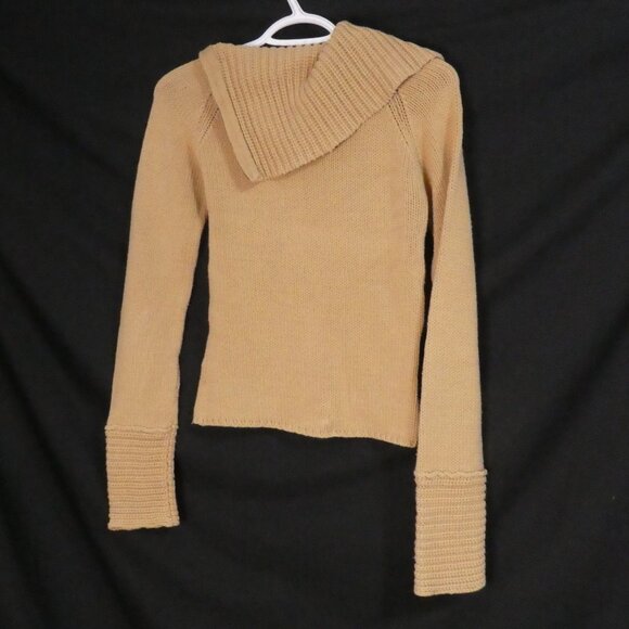 DEX - Fresh Products | small | Beige Ribbed Turtleneck Sweater - Picture 3 of 14